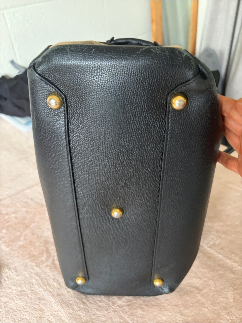Burberry Black Leather Structured Top-Handle Tote with Gold Hardware - Picture 6 of 9